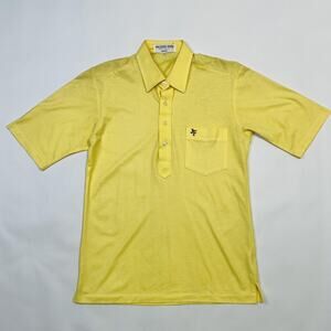 Jacques Fath Polo Shirt Mens Small Yellow Paris Boutique JF Pocket Retro Mod 60s